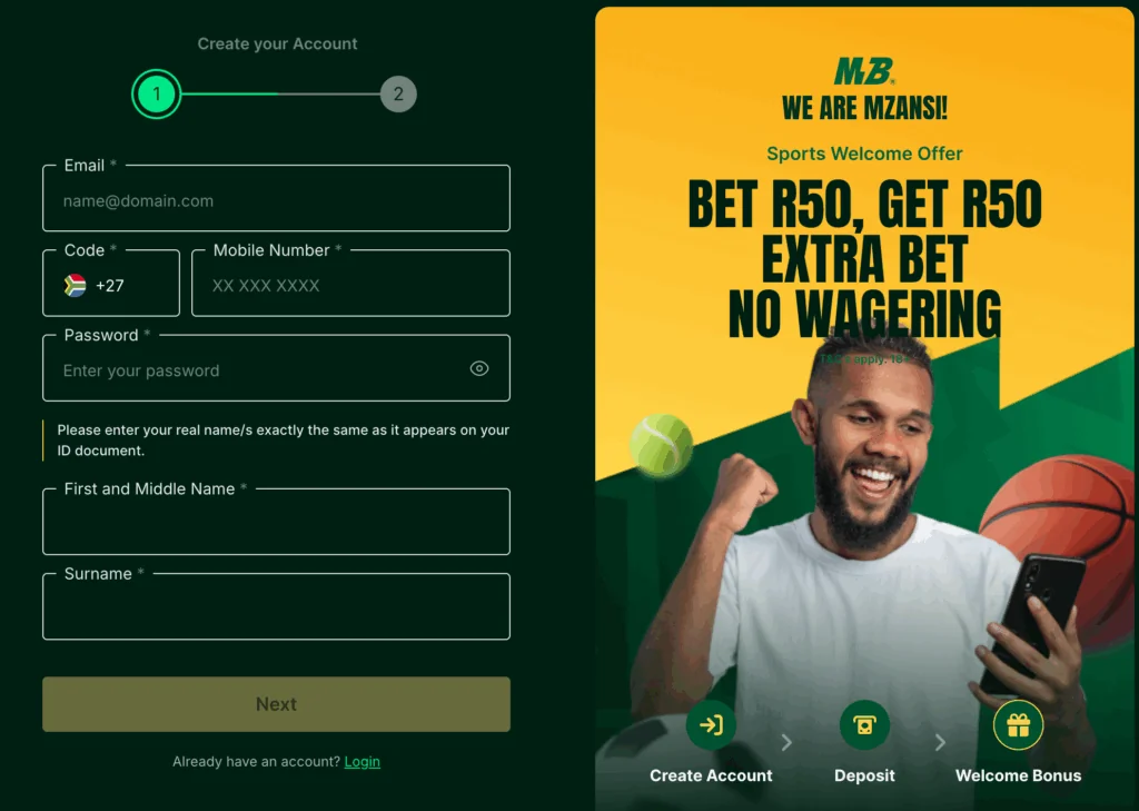Register Your Mzansibet Account